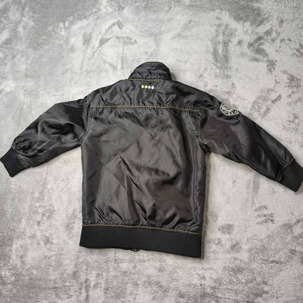 Coogi Striped Windbreaker Jacket Kids‎ 4T Black Multi Full Zip Lightweight Patch